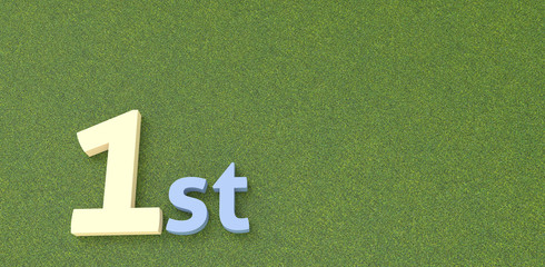 1st text written on green grass background