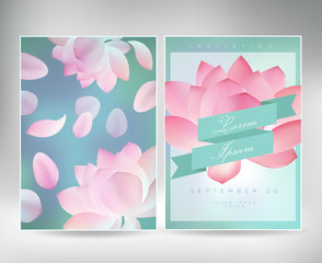 collection of greeting cards with a blossom lotusfor your design. texture with japanese floral pattern