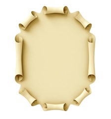 Old paper scroll. Conceptual illustration. Isolated on white background. 3d render