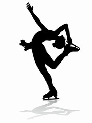 silhouette woman figure skater, vector illustration