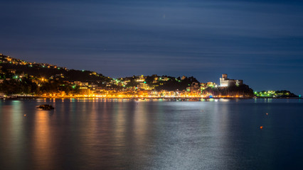 Fototapeta na wymiar night view of Lerici village and mediterranean sea in Liguria