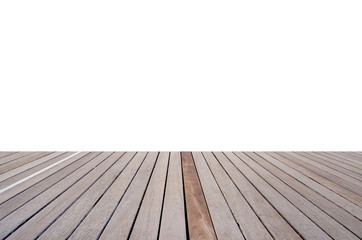 Wood floor texture in dark color tone isolated on white background, perspective view alignment