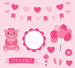 Baby girl arrival stickers set