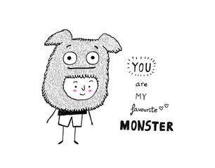 You are my favourite monster, vector illustration