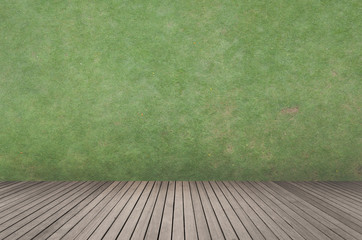 green grass and dark wood floor. natural background