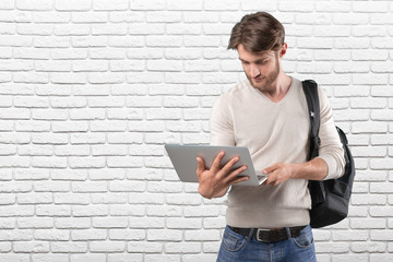Student with backpack
