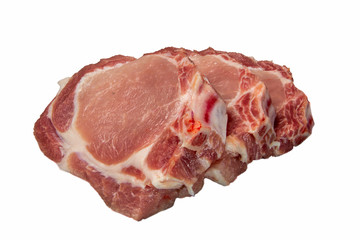 Pork loin on the bone on a white background, isolated.