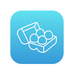 Eggs in carton package line icon.