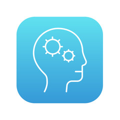 Human head with gear line icon.