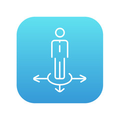 Businessman in three ways line icon.