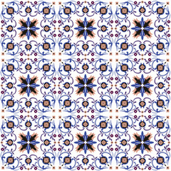 Seamless background image of vintage spiral cross flower kaleidoscope pattern.

