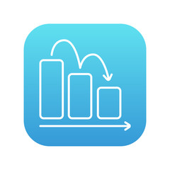 Bar chart down line icon.