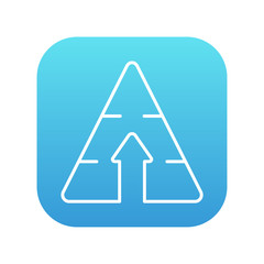Pyramid with arrow up line icon.