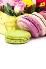 Colorful macaroon on white