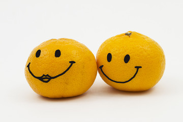 Funny mandarin on a white background
