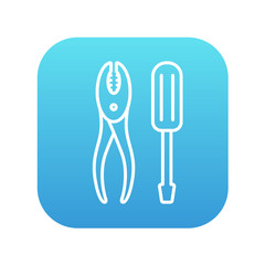 Screwdriver with pliers line icon.
