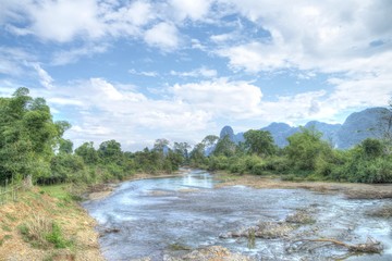The reflection of sky on the lake. HDR Color