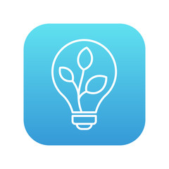 Lightbulb and plant inside line icon.