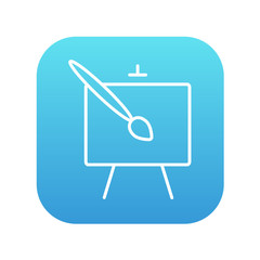 Easel and paint brush line icon.