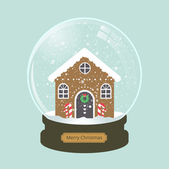 christmas snow globe and christmas house building