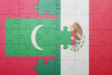 puzzle with the national flag of maldives and mexico
