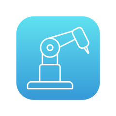 Industrial mechanical robot arm line icon.