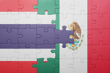 puzzle with the national flag of thailand and mexico