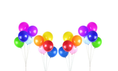 Colorful party balloons on white background
