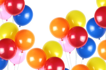 Colorful party balloons on white background

