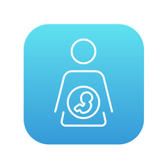 Baby fetus in mother womb line icon.