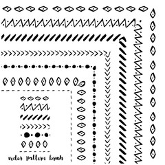 Hand drawn decorative vector pattern brushes