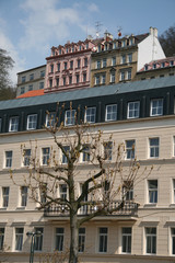 KARLOVY VARY, CZECH REPUBLIC - APRIL 20, 2010: Buildings in Karlovy Vary or Carlsbad that is a spa...