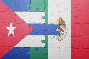 puzzle with the national flag of cuba and mexico