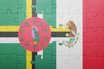 puzzle with the national flag of dominica and mexico