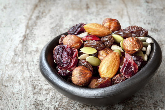 Trail Mix In Black Bowl