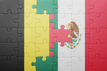 puzzle with the national flag of belgium and mexico