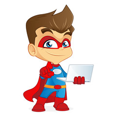 Cartoon illustration of a superhero