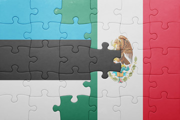 puzzle with the national flag of estonia and mexico