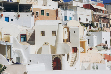 White architecture of Oia village on Santorini island, Greece