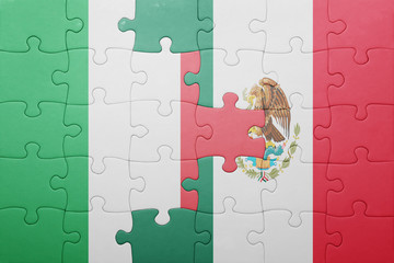 puzzle with the national flag of italy and mexico