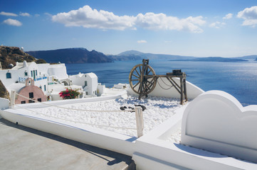 White architecture of Oia village on Santorini island, Greece