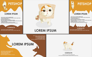 cats. stylized pets set. Form style. Useful for petshop, store, webstore. Vector contains banner, business card and two booklets. original colors - 98695425