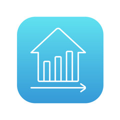 Graph of real estate prices growth line icon