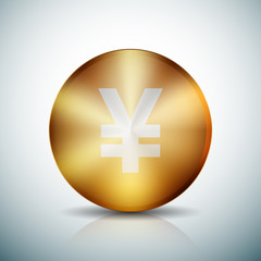 Obraz premium Japanese yen / Chinese yuan golden button