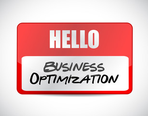business optimization name tag sign concept