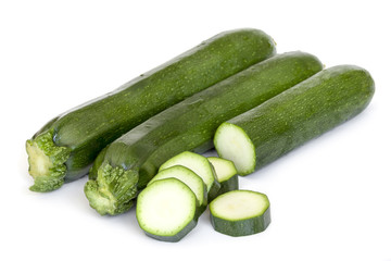Zucchini Whole and Sliced Isolated