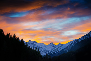 Fototapeta na wymiar Alps in winter - sunset time