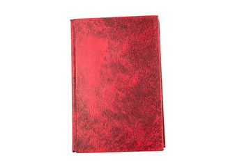 red hard cover book, blank page isolate