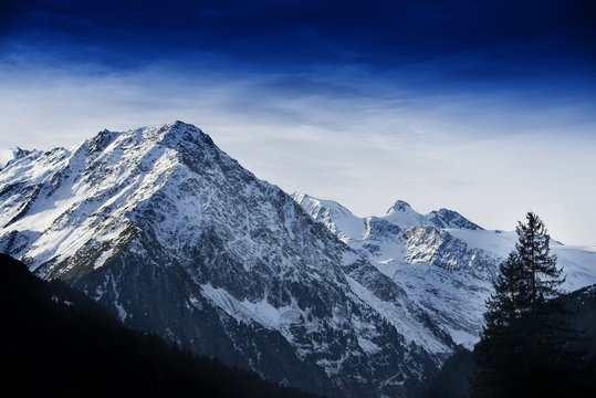 High mountains covered with snow - Alps in winter