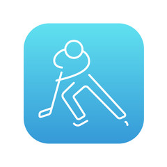 Hockey player line icon.